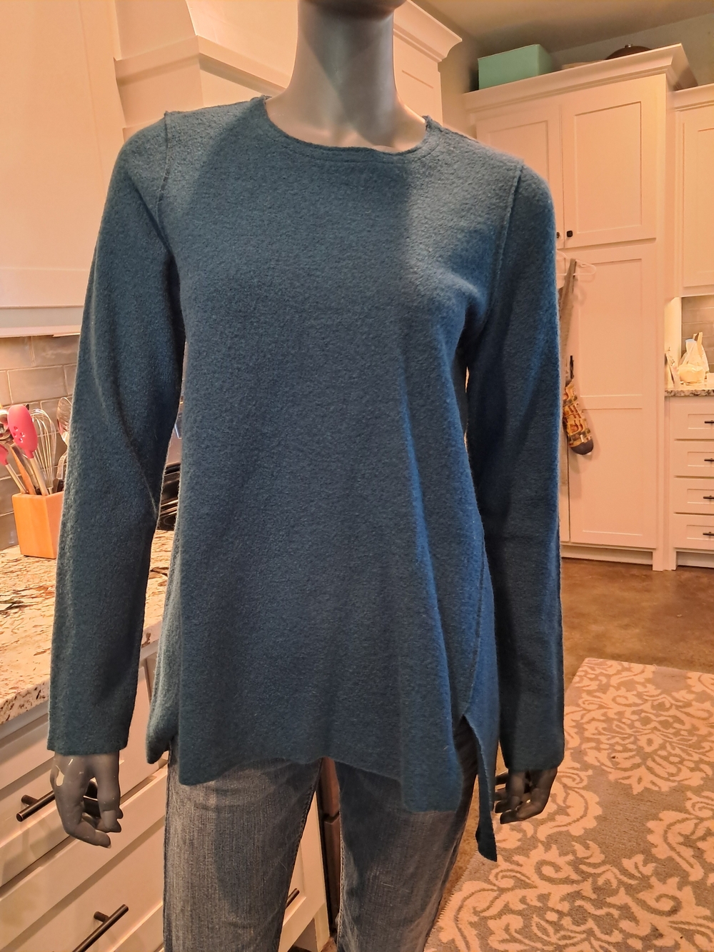 Eileen Fisher Teal Long-Sleeve Knit Tunic